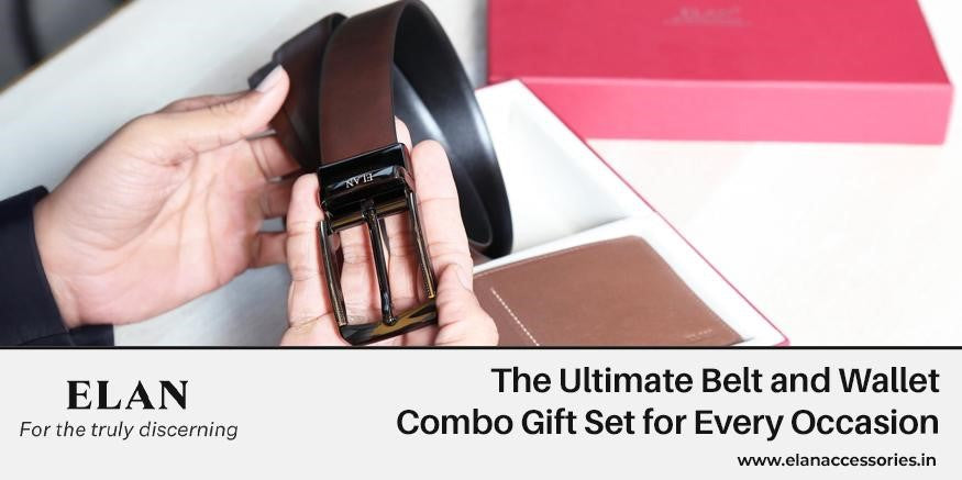 Surprise them with a stylish belt and wallet combo gift set